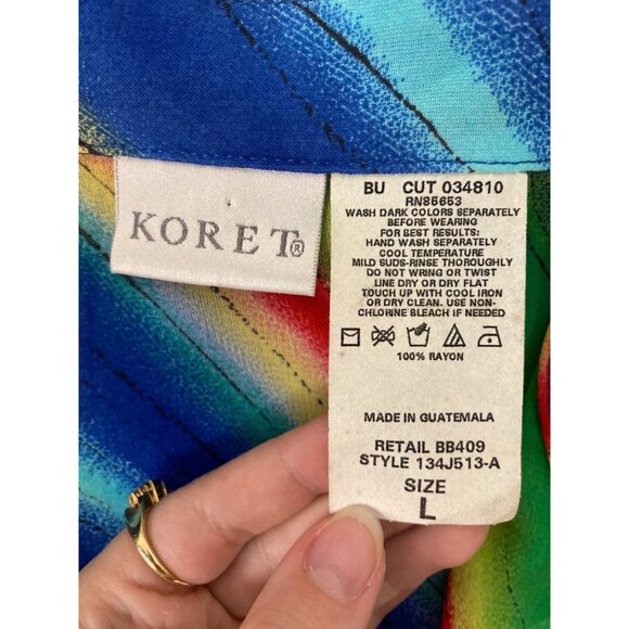 Vintage Koret Rainbow Stripe Button-Up Shirt Size L - Picture 8 of 8
